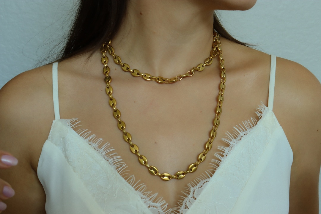 18K Gold Coffee Bean Necklaces - Women and Men Punk Hip Hop 18K Gold Coffee Bean Necklaces - Women and Men Punk Hip Hop