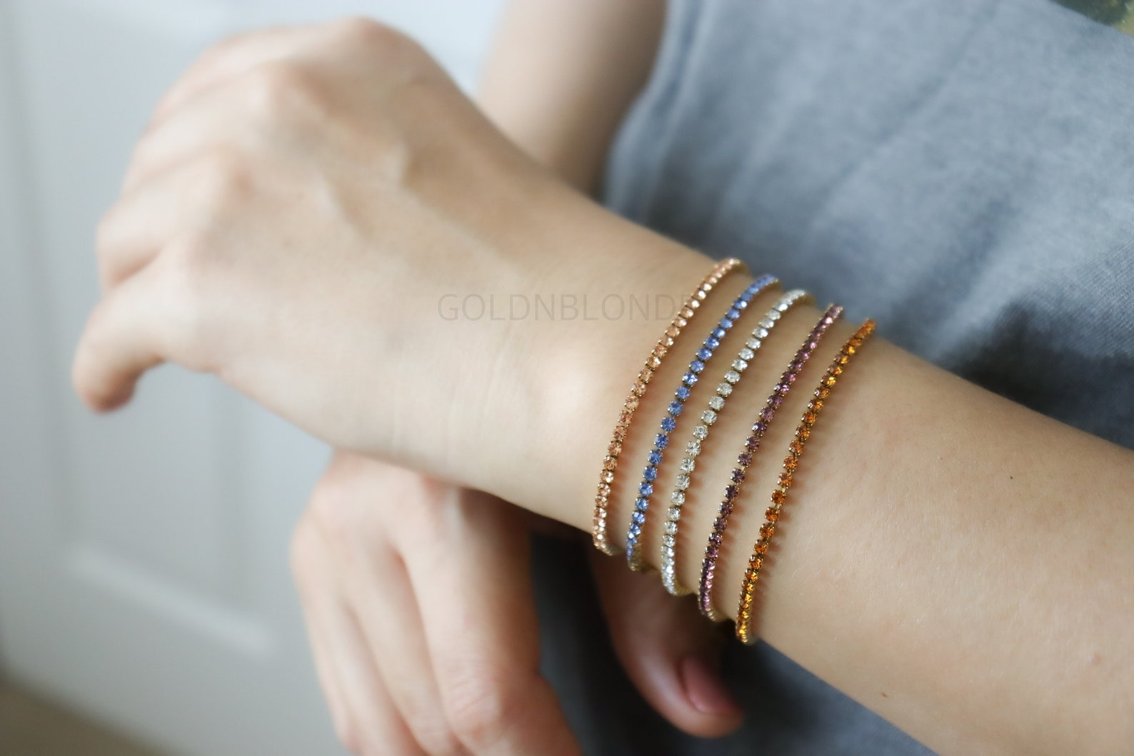 Colorful Stone Baguette Anklet Ankle Tennis Bracelet Set Rose Etsy