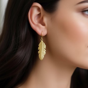 Gold Filled Leaf Pendant Charm Earrings Set Palm Tree Leaf Pendant Waterproof Minimalist Jewelry Curry Leaf Shape Vintage Gift for Her Women