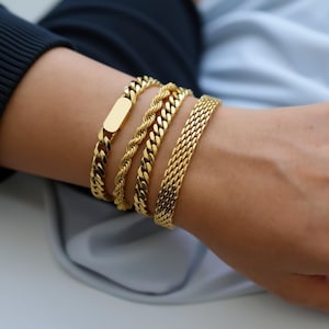 Gold WATERPROOF Mesh Bracelet Vintage Jewelry Gold Bracelet Stainless Steel Waterproof Anti tarnish Gold Jewelry Gift For Her Him Mom