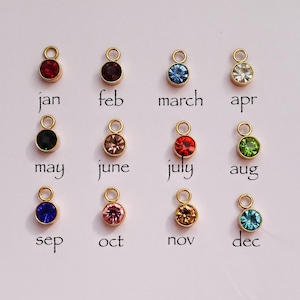 Round Birthstone Charms Pendant For DIY Add on for Necklace Earring WATERPROOF Jewelry Making Gold Silver Christmas Birth Stone Gift for Her