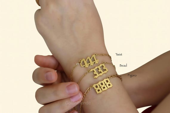 Angel Number Bracelets Anklet GOLD Tarot Luck Protection Spirit WATERPROOF 333 444 555 666 777 888 999 Customized Birthday Her Gift