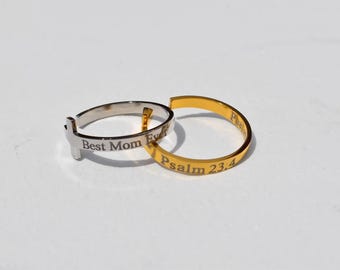 Gold Filled Cross Rings Silver Adjustable Ring Best Mom Ever Mother Psalm Bible Stackable Minimalist Rings Women Religions Jesus Her Jewelry