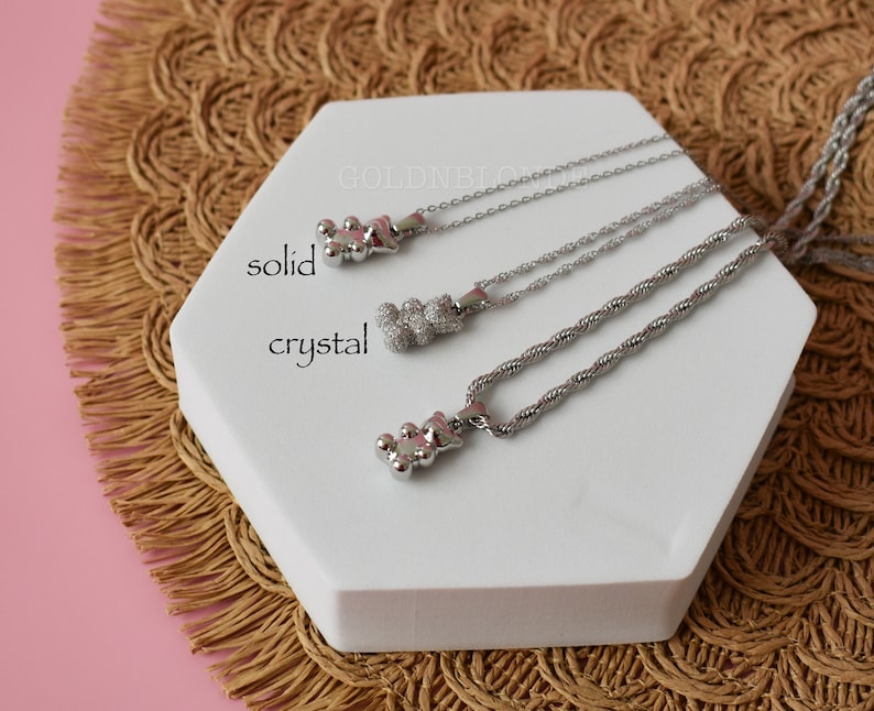 Silver Teddy Pendant Necklace main image 1