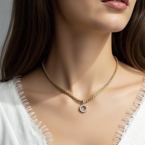 Gold Smiley Face Necklace Gold Jewelry Emoji Zircon Stone Crystal Gemstone Waterproof Jewelry Anti Tarnish Gift for Daughter Mom Her Friend