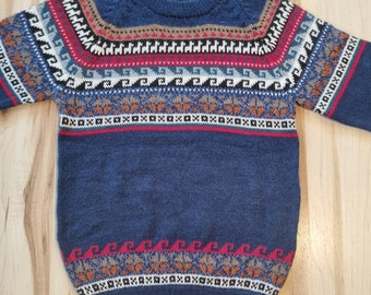 Kinder Pullover aus Alpakawolle -  weichen und warmen Unisex Pullover mit Muster