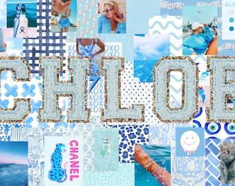 Custom Blue Preppy Monogram Desktop Wallpaper Collage