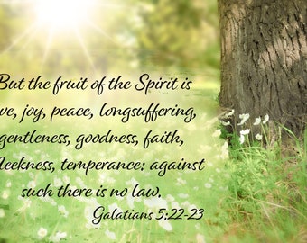 Galatians 5:22-23, Fruit of the Spirit is Love,Joy, Peace,Inspirational Canvas Wall Art Prints, Scripture Canvas,  Religious Decor for Home