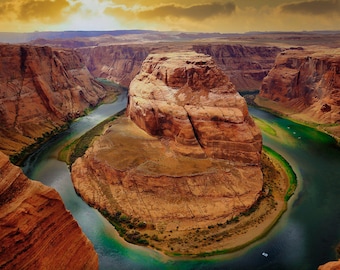 Grand Canyon National Park, Horseshoe Bend, Canvas Wall Art Photo Prints, Dramatic Landscape,Wall Decor for Home or Office