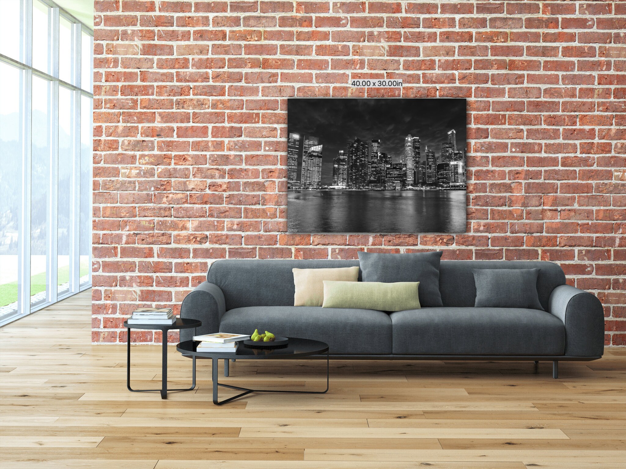 New York City Skyline at Night, Black and White Cityscape Print, Canvas ...