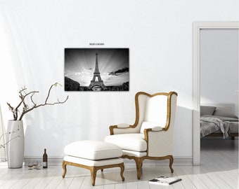 Stampa Su Tela Parigi In Bianco E Nero – 46x31 Cm, Cornice In Legno, Pronta Da Appendere, Panther Print