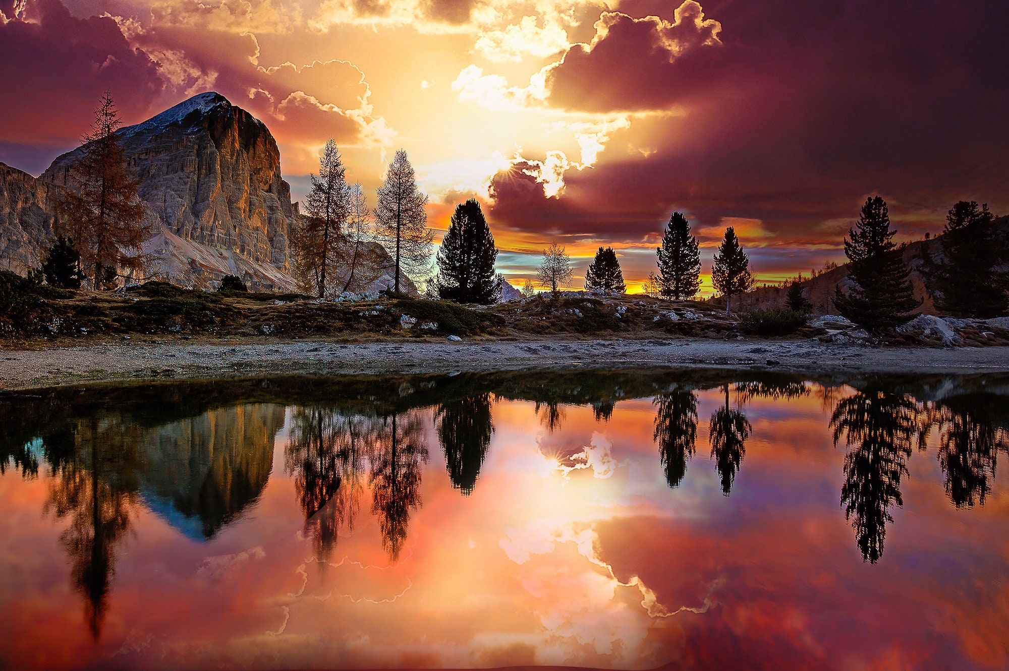Mountain Scenery Vivid Metal Print, Lago Di Limides Acrylic Wall