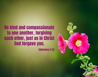 Ephesians 4:32, Be Kind to Another, Christian Inspirational Canvas Wall Art Prints, Christian Scripture Decor for Home or Office