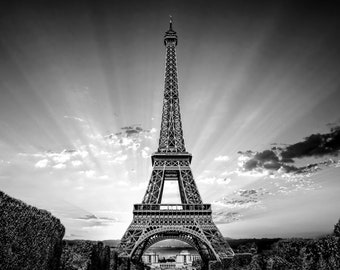 Eiffel Tower Paris Print: Black & White Canvas Wall Art