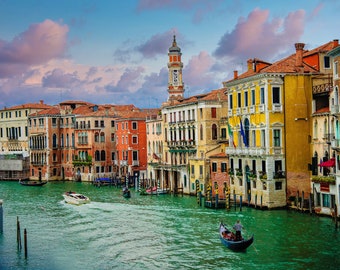Venice Canal Sunset, Dream City of Italy Photography, Canvas Wall Art Photo Prints, Landmark Decor for Home, Living Room, Bedroom, Office