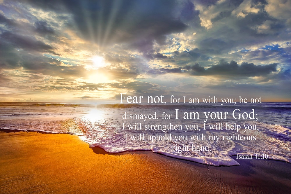 Isaiah 41:10, Inspirational Canvas Wall Art Prints, Sunset Beach, Christian Canvas Art, Christian Religious Decor for Home