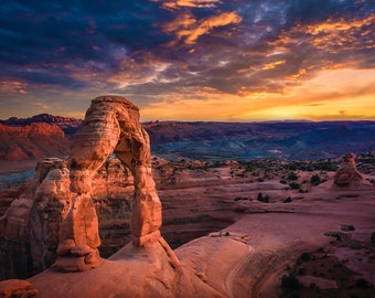 Sunset at Arches National Park Photography, Canvas Wall Art Photo Prints-Ideal Landmark Wall Decor for Home, Living Room, Bedroom Or Office