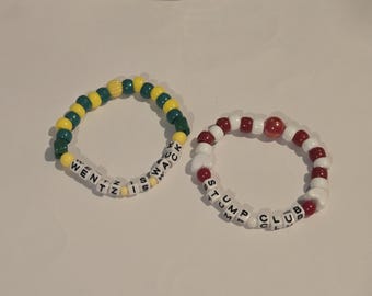 Fall out boy matching kandi bracelets Pete wentz Patrick stump stump club Wentz is wack
