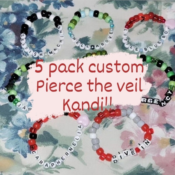 Lot of 5 or 10 Pierce the veil inspired kandi bracelets