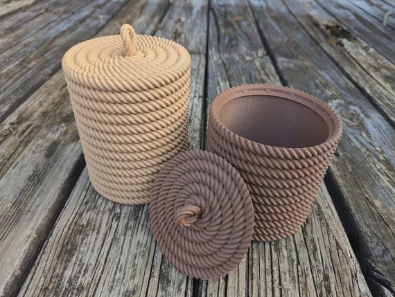 Rope Pattern Canisters, (Two Sizes with Matching L