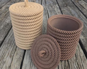 Set di contenitori decorativi in corda - Per riporre oggetti in cucina o in bagno / File digitale STL / Download immediato / Stampabile in 3D / Design moderno / Regalo divertente