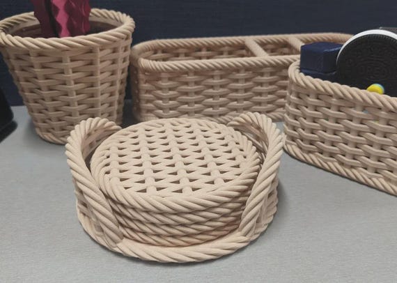 Woven Basket Coaster: Stylish Drink Mat (3D Printable File)