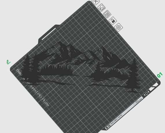 Mountain Range Wall Art STL File thumbnail 3