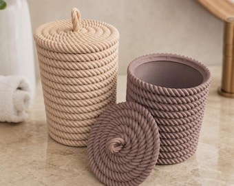 Rope Texture Canister Set STL File | 3D Printable Kitchen Bathroom Organizer (Digital Download)