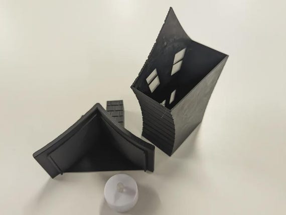 Haunted House Lantern: Halloween Tea Light Holder (3D Model for LED Candles) thumbnail 5