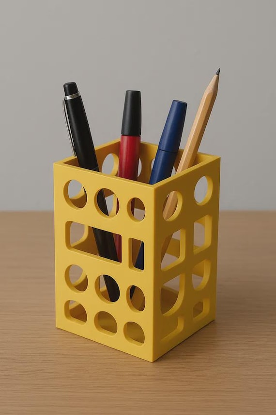 Desk Organizer: Geometric Pen Holder (3D Printed, Minimalist)