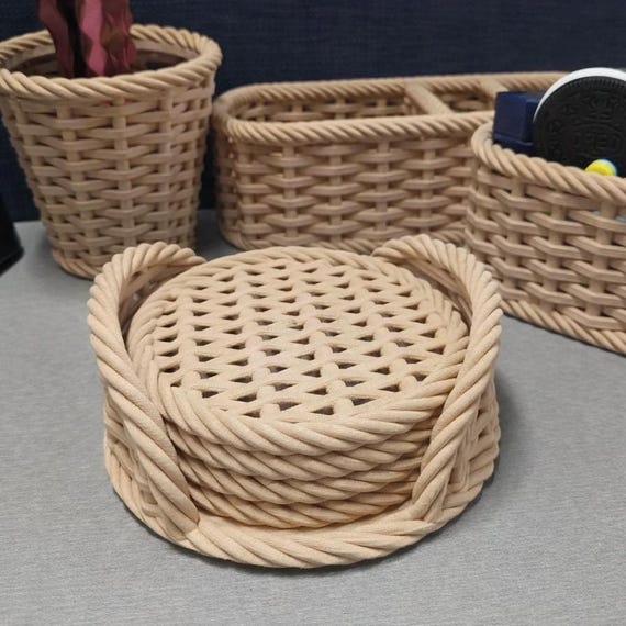 Woven Style Coaster: Decorative and Functional (Digital STL Download)