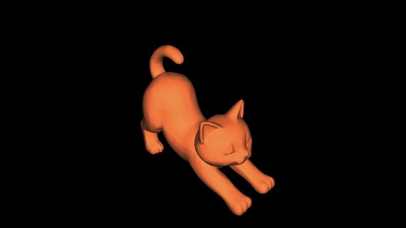 Cat Figurine: Stretching Pose 3D Print (Digital Download) thumbnail 2