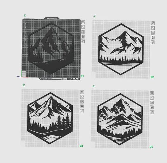 Geometric Mountain Wall Art STL thumbnail 3