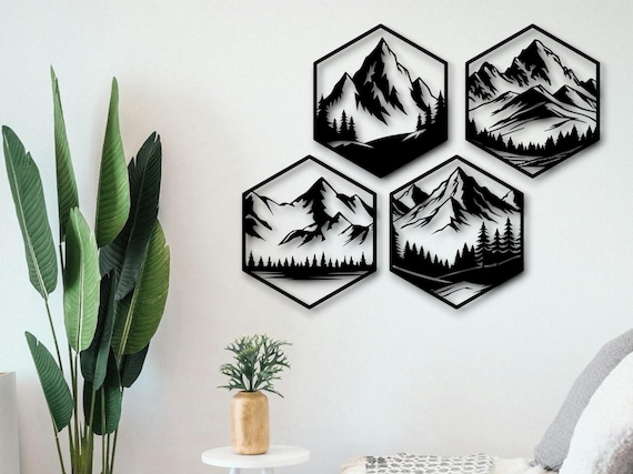 Geometric Mountain Wall Art STL thumbnail 2