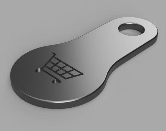 EU Shopping Cart Coin, Lightweight 3D Printed Token (Keychain Ready)