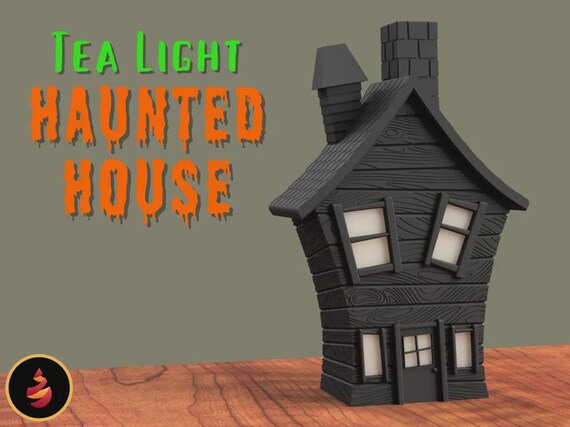 Haunted House Lantern: Halloween Tea Light Holder (3D Model for LED Candles)