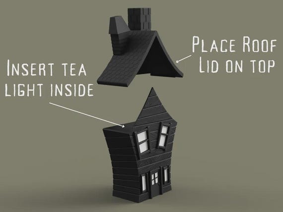 Haunted House Lantern: Halloween Tea Light Holder (3D Model for LED Candles) thumbnail 4