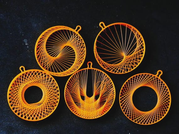 Minimalist String Art Ornaments, Geometric Holiday Shapes (3D Printable) thumbnail 2