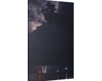 Canvas Wall Art Vertical, Full Wrap, Storm Clouds And A Lighthouse, Ready To Hang, Canvas Art, Canvas Wall Art Nature