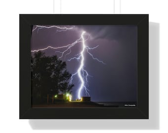 Framed Horizontal Poster, Lightning Over The Water Plant, Ready To Hang, Framed Wall Art, Wall Prints