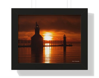 Ingelijste horizontale poster, gouden uur, klaar om op te hangen, ingelijste kunst aan de muur, muurafdrukken