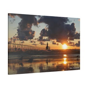 Canvas Wall Art, Full Wrap, Lighthouse And Beach Sunset, Ready to Hang, Canvas Art, Canvas Wall Art Nature