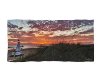 Beach Towel, New Buffalo Sunset, 50 Percent Cotton 50 Percent Polyester, Large Beach Towel