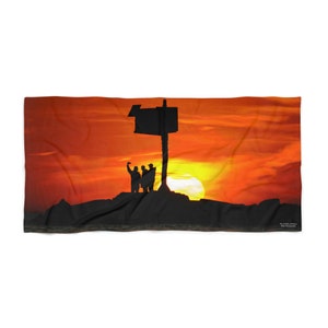 Beach Towel, New Buffalo Silhouette, 50 Percent Cotton 50 Percent Polyester, Large Beach Towel