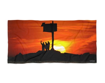 Beach Towel, New Buffalo Silhouette, 50 Percent Cotton 50 Percent Polyester, Large Beach Towel