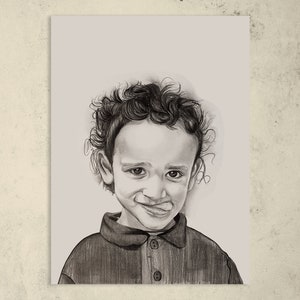 Custom Baby Child Portrait Drawing, Child Hand Drawn Sketch, Pencil Drawing, Personalized Gift