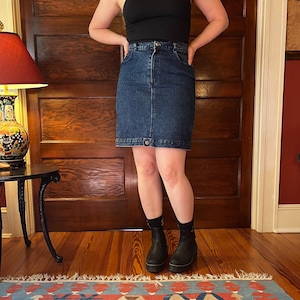 Vintage Denim Mini Pencil Skirt - Landing Gear - 28&quot; Waist