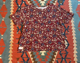 Vintage Red Floral Tee Jantzen Classics L/XL