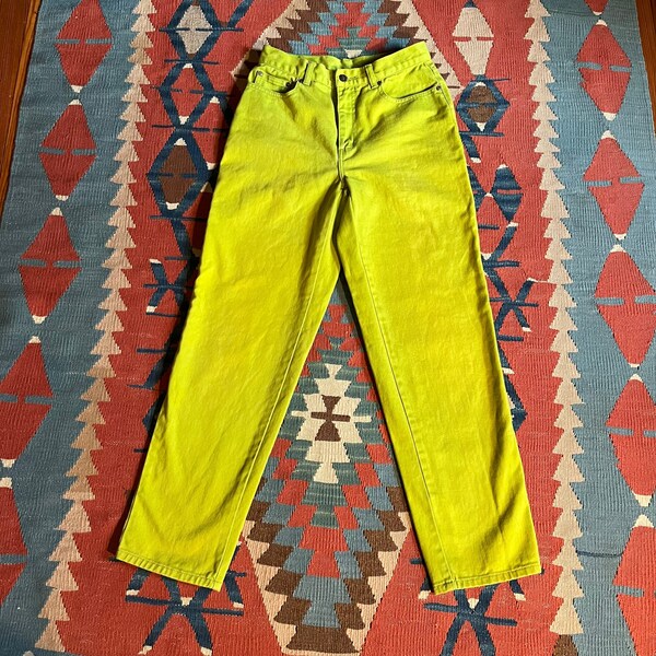 Lime Green Jeans Etsy