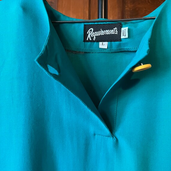 Vintage Teal Green Capped Sleeve Blouse Requireme… - image 6